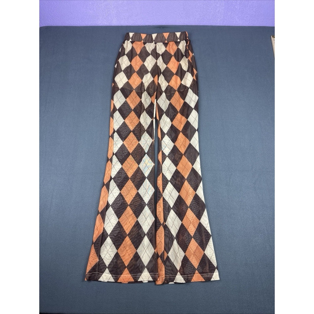 Cider Harlequin Palazzo Style Sheer Pants Small